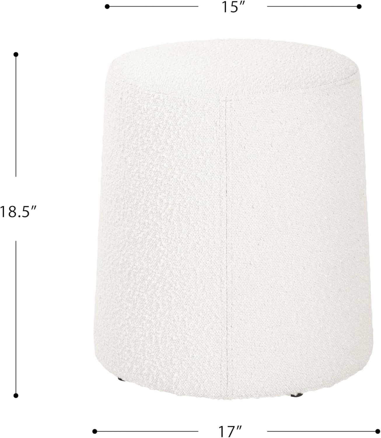 HomePop Organic Shape Ottoman (No Lid, Seat Only) | HomePop Home Décor | Round Pouf Foot Rest – Cream Boucle