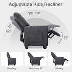 INFANS Kids Recliner, Toddler Lounge Chair with Adjustable Backrest Footrest Cup Holder Side Pockets, Velvet Leather Toddler Couch