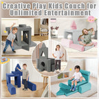 11pcs Modular Kids Play Couch Toddler Sectional Sofa DIY Creativing Convertible Play Fort Foam Play Couch Child Floor Folding Sofa for Playroom Bedroom Living Rooms Furniture(Dark Gray)