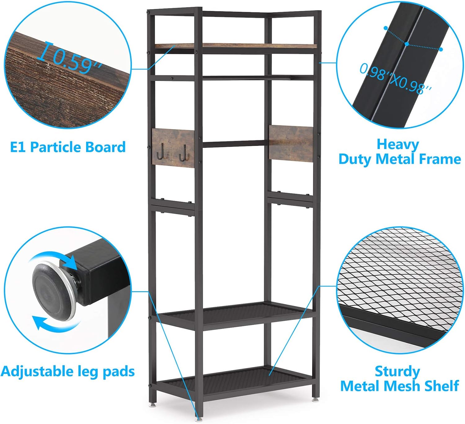 Tribesigns Small Heavy Duty Clothes Rack Set of 10 with Shelf and Hanging Rod, Freestanding Closet Organizer, Industrial Hall Tree Garments Rack for Small Space,Bedroom,27'' W X 69'' H, 10 pcs