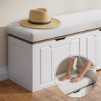 L-Shaped Kitchen Breakfast Nook Bench with Hidden Storage Space, White and Walnut Colors, Backless Wood Corner Bench with Cushion Seat, 63IN x 15.7IN x17.7IN(Two Packages Delivered)