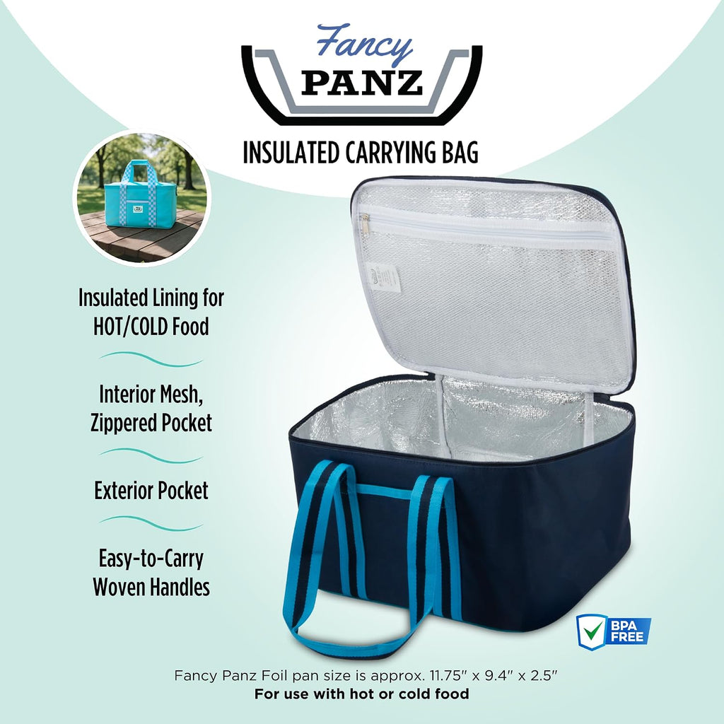 Fancy Panz Insulated Casserole Carrier Bag - Aqua Thermal Food Transport Bag for Hot & Cold Dishes - Holds 2 Portable Insulated Bag for Potlucks, Parties, Tailgates & Entertaining