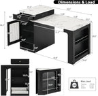 Merax 59.5" Kitchen Island with Extendable Table, Black | Table with Double-Sized Storage, Modern Island with 2 Drawers, Power Outlet, Side Open Shelves for Dining Room