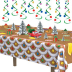 Beistle Gingerbread House Tablecovers, 54” x 108”, 2 Pieces – Plastic Table Cloth, Rectangular Tablecloth, Table Covers for Party, Gingerbread Party Supplies, Christmas Decorations