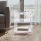 Acrylic Side Table Cabinet, End Table Record Player Table with Storage Shelf, Clear Side Table Nightstand for Living Rooms Bedrooms Offices, Etc (Colorful)