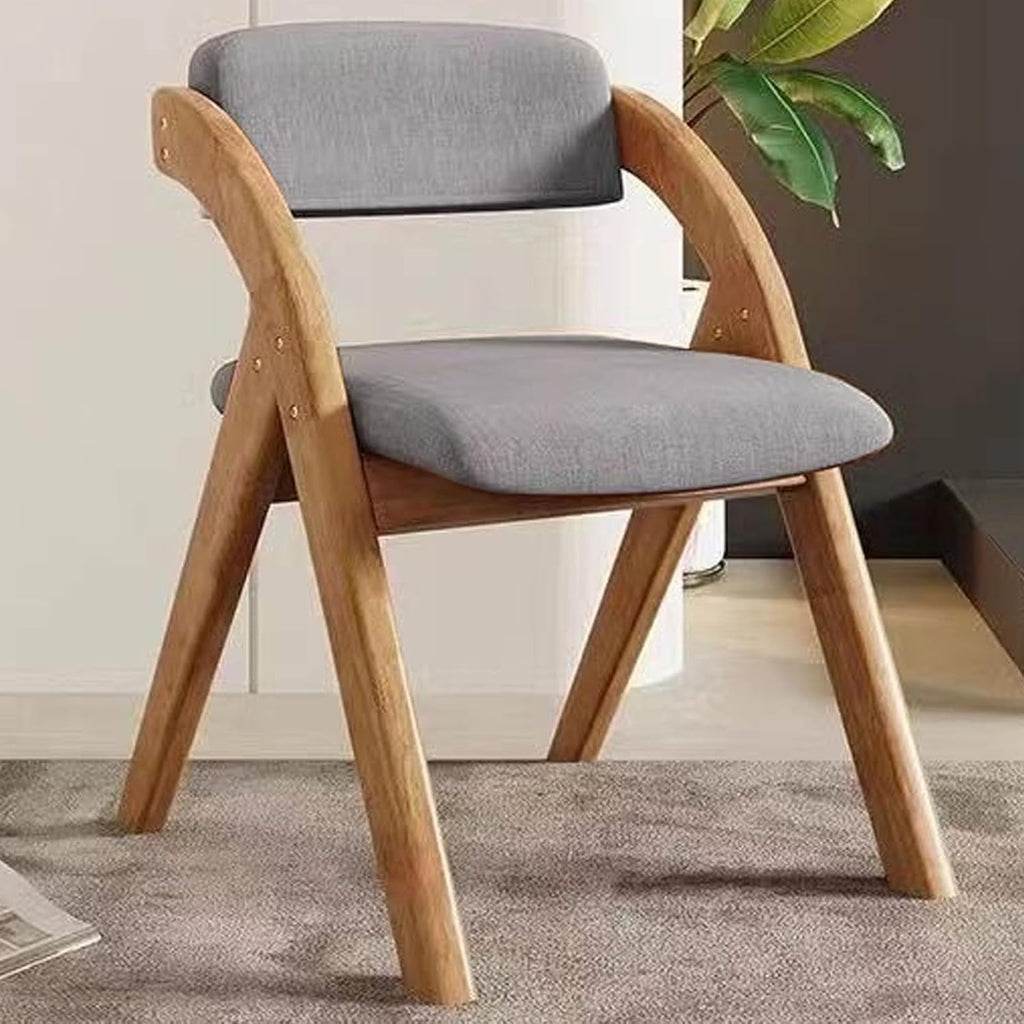 Chair, Wooden Folding Chairs with Cushion, Non-Assembly Design, Linen Fabric Padded Seat for Party Picnic Dining(Walnut Beige)