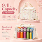 BTOOP Insulated Lunch Box for Women, Cute Leakproof Lunch Tote, Large Capacity Aesthetic Lunch Bag Girls with Shoulder Strap for Work, School, Picnic Pink Bow Floral