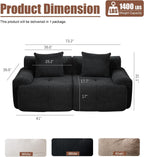 Modern Loveseat Sofa, 73.2" Black Boneless Couch with Spring and Foam Fill, Soft Pineapple Lattice Material, No Assembly Required for Living Room & Guest Room