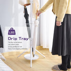 Coat Rack Freestanding Entryway Hanger Stand, Umbrella Holder, Hall Tree With 12 Hooks, Floor Standing Metal Tree Stand, White