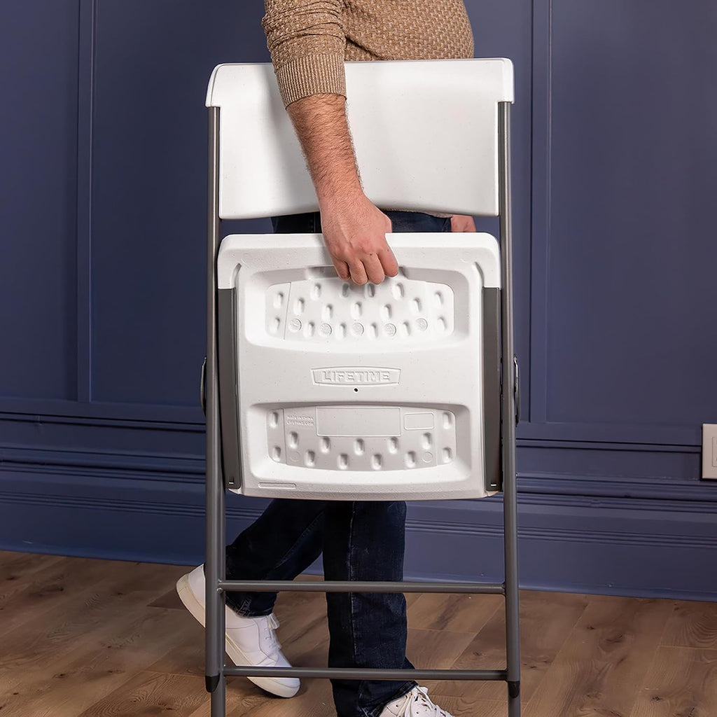 LIFETIME A-Frame Folding Chair, 4-Pack, White Granite