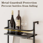 5-Tier Wine Rack Wall Mounted, Wine Racks Freestanding Floor with Fences, 50 Bottles Wine Bottle Holder Liquor Cabinet Bar Shelves for Home, Kitchen, Dining Room (Black)