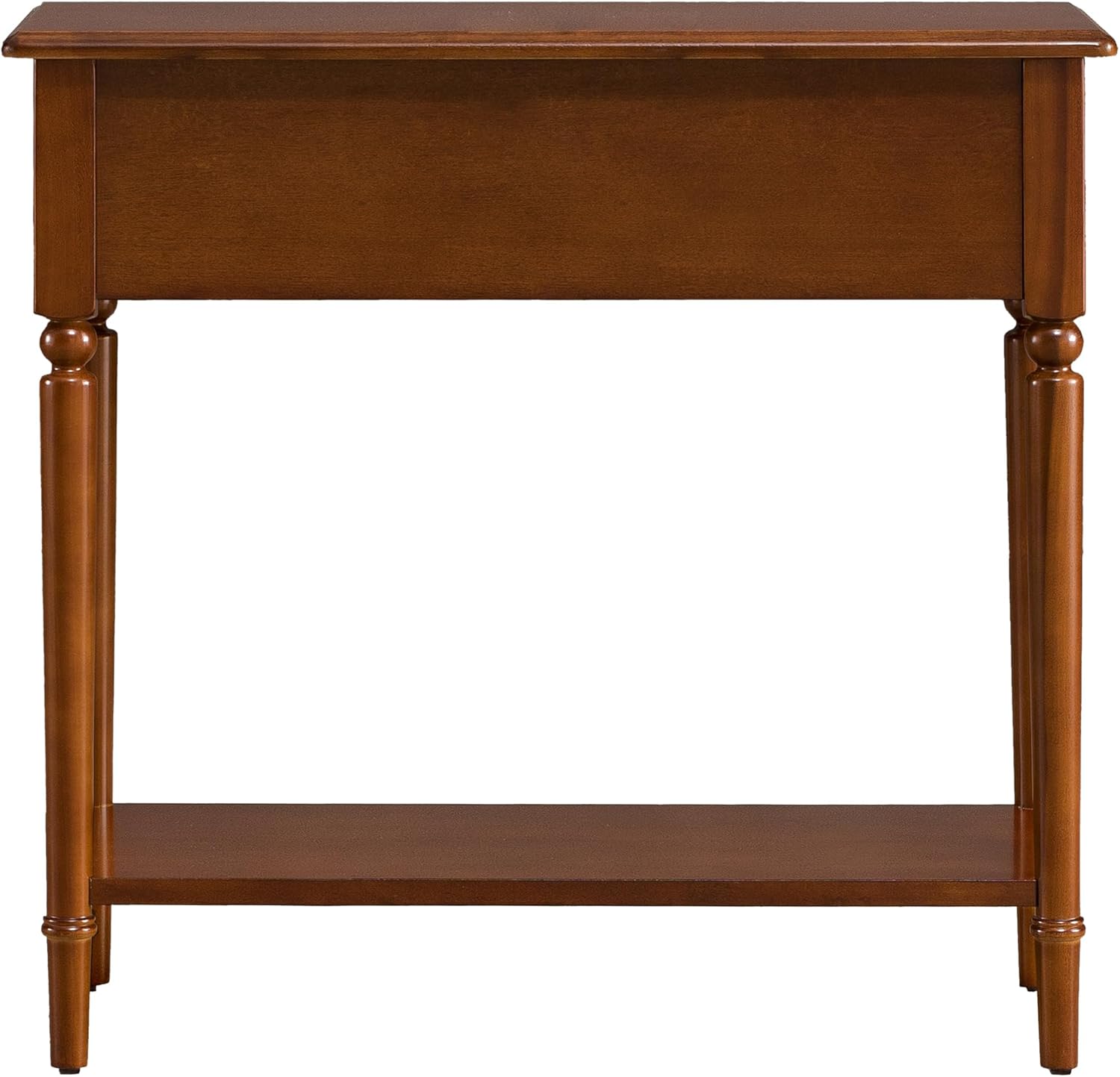 Leick Home Coastal Console Table, Solid Wood, with Drawer and Shelf, for Entryways, Hallways, and Living Rooms, Pecan Brown, 20027-PC