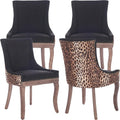 ODUSE-DAILY Dining Chairs Set of 4, Kitchen & Dining Room Chairs, Leopord Fabric Upholstered Dinning Chairs, Sillas De Comedor, Nailhead Trim, Wood Legs (Leopord, 4 Pcs)