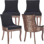 ODUSE-DAILY Dining Chairs Set of 4, Kitchen & Dining Room Chairs, Leopord Fabric Upholstered Dinning Chairs, Sillas De Comedor, Nailhead Trim, Wood Legs (Leopord, 4 Pcs)