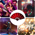 Folding Hand Fan - LED Large Light Up Festival Fãn Battery Included | Řave Faņ with Liģht Portable Følding - Performance Show Party Fån for Stage Carnival Club Belly Dance, Night Event Prop