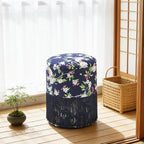 Round Fringe Ottoman with Storage, Farmhouse Tassel Velvet Footrest Stool, Flip Top Vanity Ottoman Chair for Living Room Bedroom