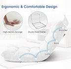 Memory Foam Floor Chair, 14-Poistion Adjustable Reading Gaming Chair Recliner, Folding Cushioned Meditation Chair with Back Support, Padded Lazy Sofa for Adults, Kids (White)