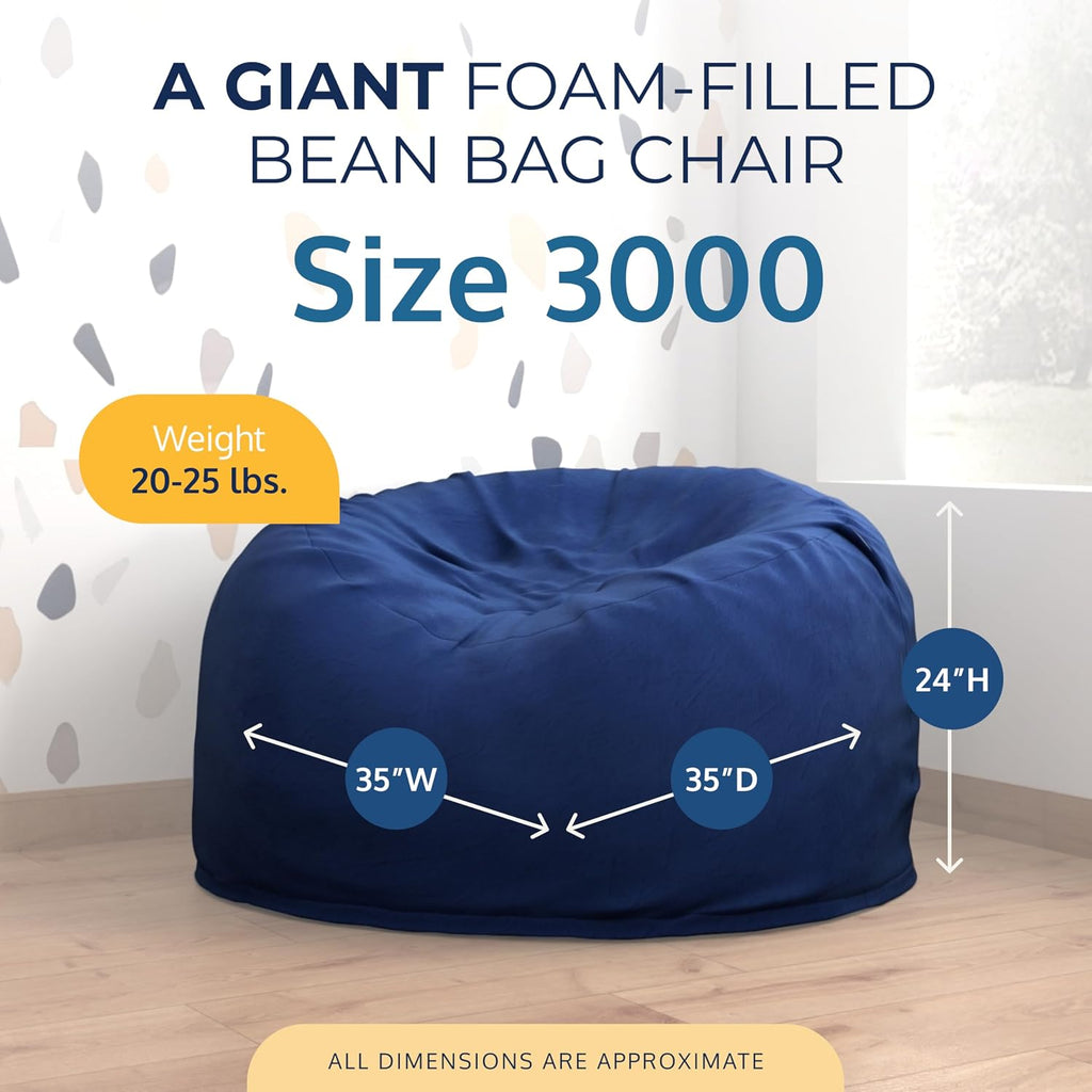 ULTIMATE SACK | 3 Ft Bean Bag Chair | Sports Suede | Foam Filled - Removable Washable Cover