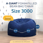 ULTIMATE SACK | 3 Ft Bean Bag Chair | Sports Suede | Foam Filled - Removable Washable Cover