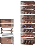 Dollate Foldable Shoe Rack with Clear Magnetic Doors,Portable Shoe Organizer Storage Cabinet on Wheels No Assembly,Large Sneaker Cabinet Bins for Living Room, Cloakroom, Entryway
