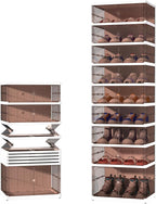 Dollate Foldable Shoe Rack with Clear Magnetic Doors,Portable Shoe Organizer Storage Cabinet on Wheels No Assembly,Large Sneaker Cabinet Bins for Living Room, Cloakroom, Entryway