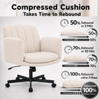 Criss Cross Office Chair with Wheels and Arms, Vanity Chair with Back, Comfy Swivel Cross Legged Office Chairs for Ultimate Comfort and Support, Unique Multifunctional Stylish Arms (Fabric Beige)