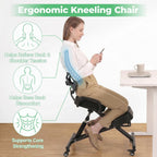 Ergonomic Kneeling Chair for Home and Office, Height Adjustable Cross Legged Office Chair with Back Support, Brake Casters, Thick Cushions for Desk to Relieve Back Discomfort Black