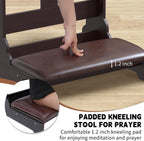 Prayer Bench Kneeler, Wooden Prayer Kneeler for Home, Prayer Bench for Kneeling at Home, Church Prayer Bench Stool Table with Cushion