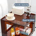 Clear Acrylic End Table, Acrylic Nightstand, 3 Tier Small Side Table, Modern Bedside Table, Coffee Table with Storage for Living Room Bedroom,Lake Blue