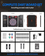 WIN.MAX Electronic Dart Board Cabinet Set for Adults, Black | LED Scoring, 38 Games & 211 Variants, Up to 16 Players, 12 Darts+40 Tips, Wall Mount for Home Bar Game Room Man Cave