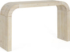 52" Wood Console Table with Curved Edge, Natural Texture, Perfect for Entryways and Living Rooms