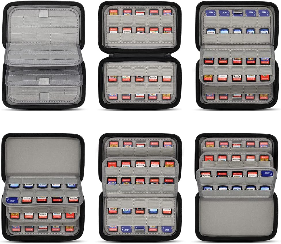 sisma 80 Switch Game Case Compatible with Nintendo Switch/Switch 2 Games & PS Vita Cartridges, Hard Shell Card Holders Organizer Storage Case Travel Portable Carrying Bag