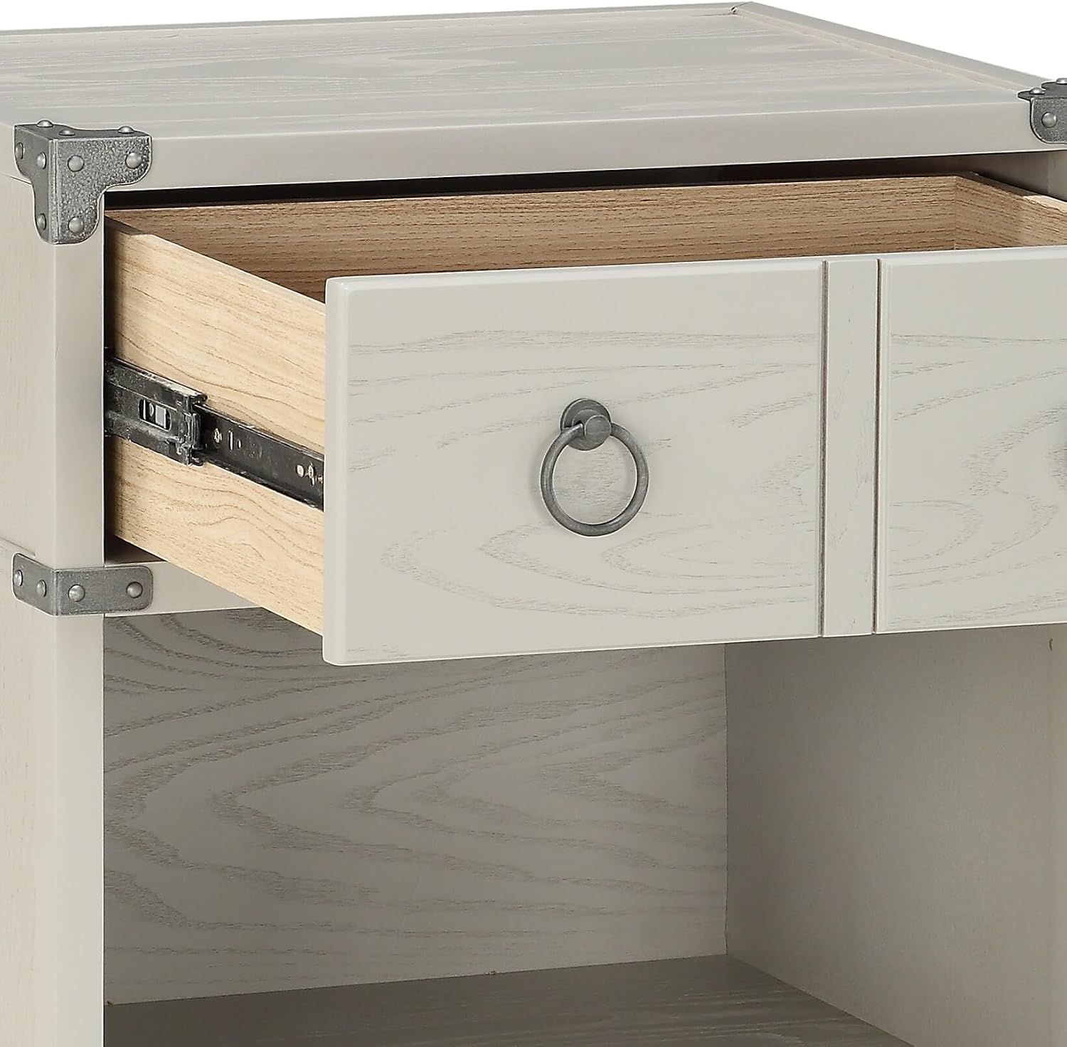 Gray Finish Nightstand, 2-Drawer Nightstand,for Small Spaces