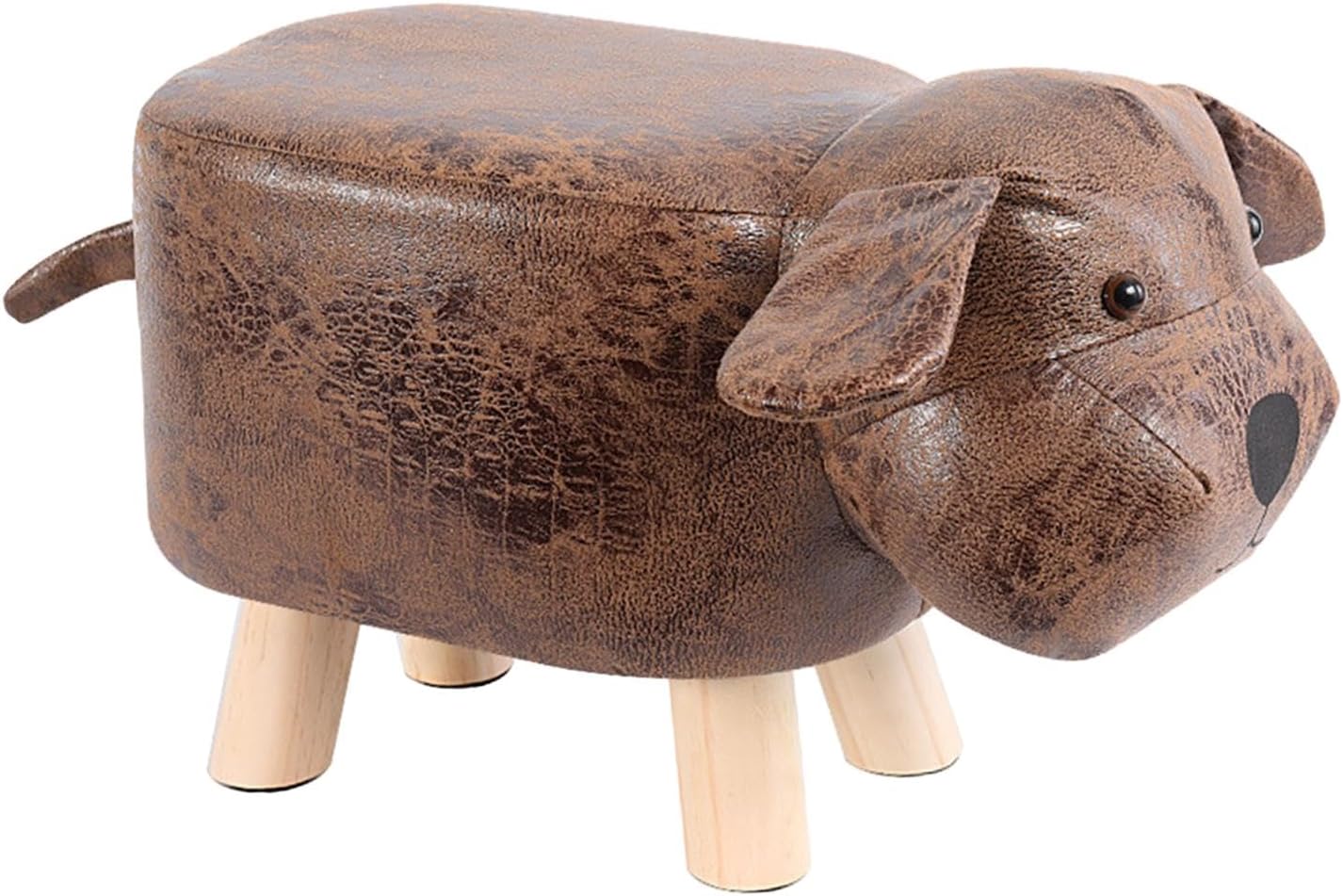 Animal Footstool Upholstered Ottoman for Kids Children Step Stool Cute Foot Rest Pouffe Chair for Playroom Indoor Living Room, Brown