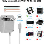 DS Lite Charger Kit Compatible with Nintendo DS Lite 100-240V Wall Plug Adapter with 4 Stylus Pen for Nintendo DS Lite