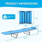 Outdoor Chaise Lounge with Detachable Pillow, Reclining Folding Chair with 5-Position Adjustable Back, Portable Tanning Chair for Beach, Pool, Lawn, Breathable Mesh Seat, No Assembly