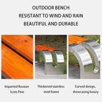 Curved Outdoor Bench with a Unique Design, Featuring Solid Wood seat and Metal Frame. Ships Fully Assembled and is Suitable for Parks, Communities, and Streets Yellow 120cm
