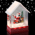 Eldnacele Musical Snow Globe House with Timer, Lighted USB/Battery Operated Swirling Singing Water Glittering Lantern, Christmas Snow Globes House Holiday Festival Decoration- Santa Claus