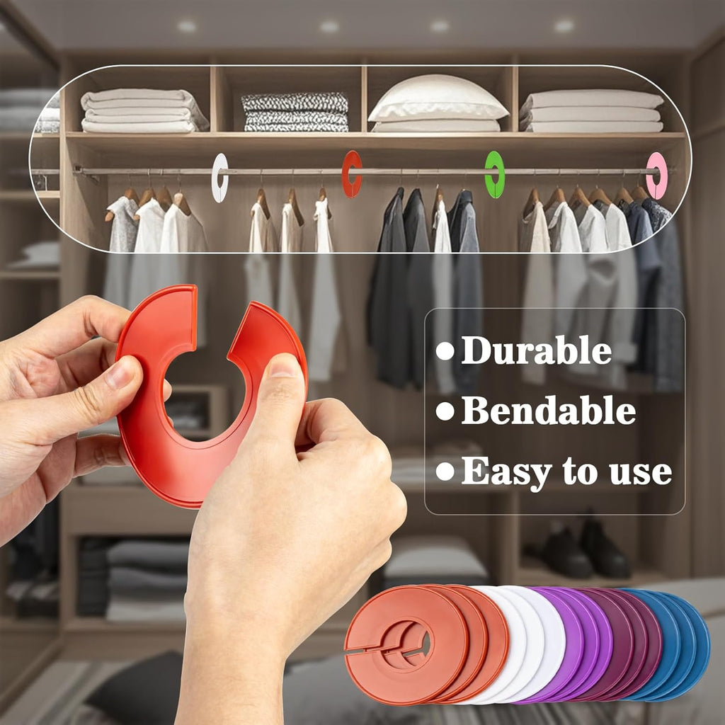 Closet Dividers Clothes Organizers - Sukh Closet Organizers Plastic Clothes Size Dividers Labels Separators for Garment Organizer Boutique Hanger Clothing Rack No Burrs 10 Assorted Colors (50)