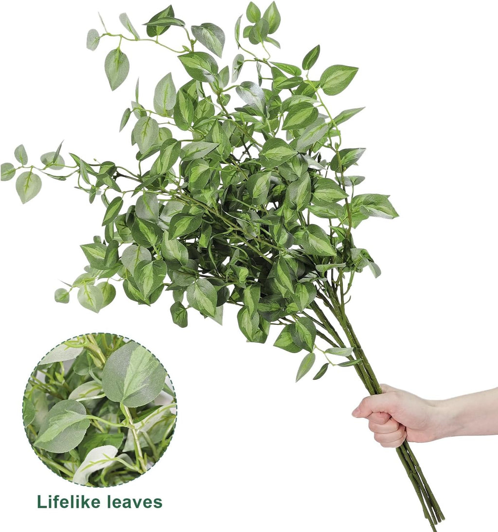 6PCS 32.7inch Long Artificial Stems Faux Greenery Stems for vase Faux Green Leaves Fake Plants branches Eucalyptus Leaves Faux Pothos Stems Artificial English Ivy for Home Decor Farmhouse Aesthetic