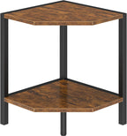 Creso hom Corner Shelf Stand, 2 Tier Industrial Corner Bookshelf, Multipurpose Standing Corner Display Shelf Countertop Organizer for Living Room Kitchen Bedroom Office, Rustic Brown