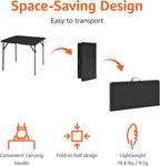Amazon Basics 34 inch Portable Sturdy Folding Dining Table with Carrying Handle, Space Saving Storage, Square, 33.9 x 29.1 x 33.9 inch, Black | Folding