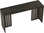 Tribesigns 63-Inch Bar Table with Louvered Base, Black Brown | Industrial Style, Rectangular High Top Table, For Kitchen, Dining, Narrow Space