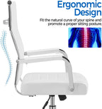 Yaheetech High-Back Office Desk Chair Executive Task Chair Management Chair PU Leather Chair Height Adjustable with Ergonomic Backrests for Conference and Home, White
