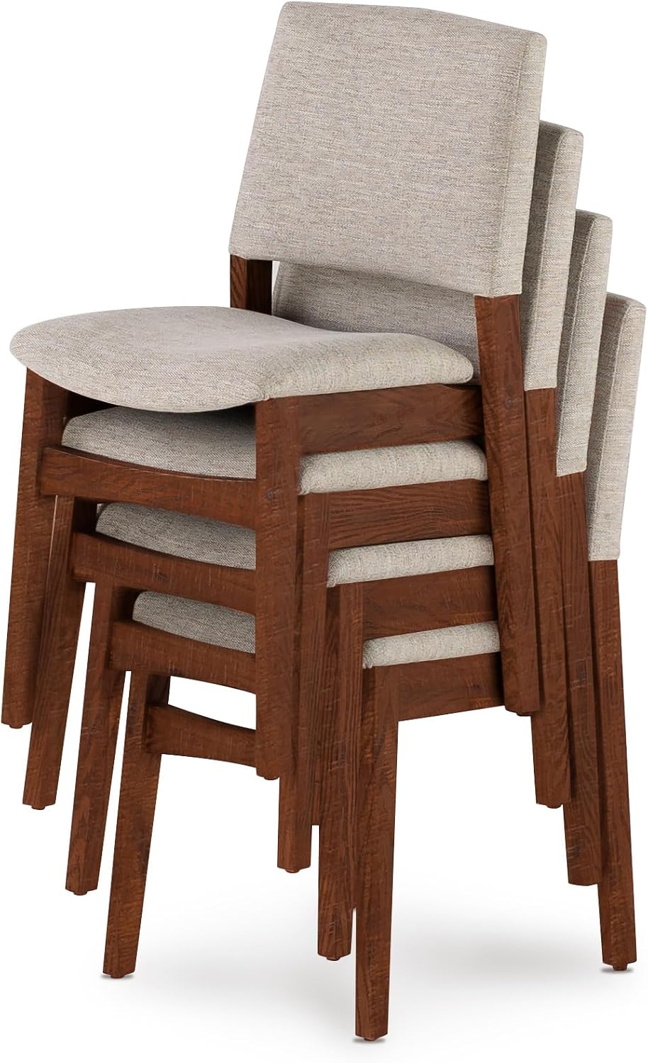 Transformer Table - Solid Wood Dining Chairs, Stackable Modern Wooden Dining Chair with Ergonomic Back, Brown (Set of 2)