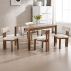 chairus Linen Dining Chairs Set of 4 Modern Farmhouse Kitchen Chairs with Open Slat Back Upholstered Wood Side Chairs for Dining Room, Restaurant, Living Room, Beige