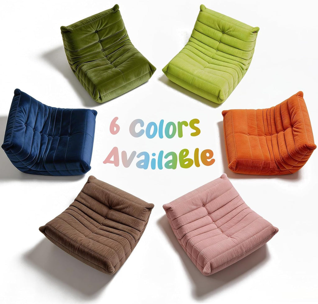 Trenda Bean Bag Chair for Adults, High-Density Foam, Dutch Velvet, Green | Togo chair with dual-layer foam, providing body-contouring support for reading, gaming, reclining and everyday lounging