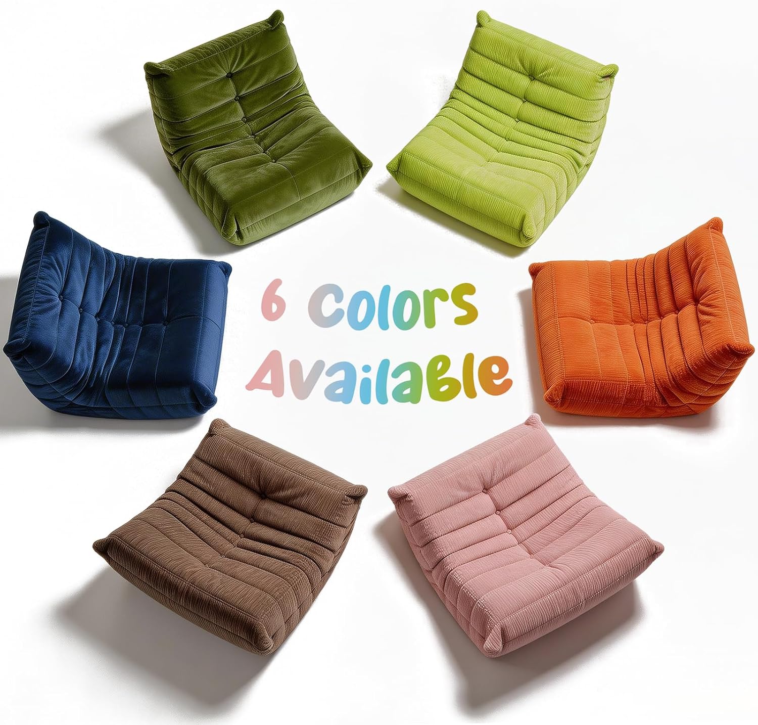 Trenda Bean Bag Chair for Adults, High-Density Foam, Dutch Velvet, Green | Togo chair with dual-layer foam, providing body-contouring support for reading, gaming, reclining and everyday lounging