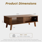 Furniway Living Room Table Sets of 2, Mid Century Coffee Table and TV Stand, Wood Coffee Table with Storage, Modern TV Stand for Bedroom, Living Room, Walnut