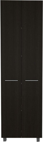 23.6" D*14.5" W*78.7" H Freestanding Kitchen Pantry with 4 Shelves, Double Door, Rectangular Storage Cabinet, Traditional, for Living Room, Dining Room, Black